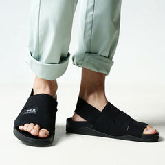 era-won Slide Sandals model S2-STRAP ON, heel strap, black color, Black