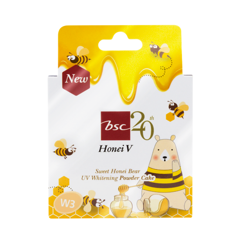 BSC Honei V Sweet Honey Bear UV Whitening Powder Cake (single layer compact with mirror)