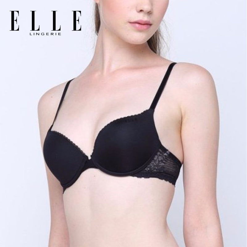 ELLE Lingerie Moulded Bra, smooth bra with underwire, padded lace-decorated foam - LB6550 