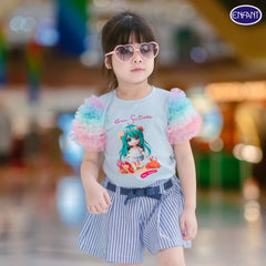 ENFANT (Enfant) ruffled sleeve dress set for children aged 6 months - 8 years, SoS Art toy collection, blue color 