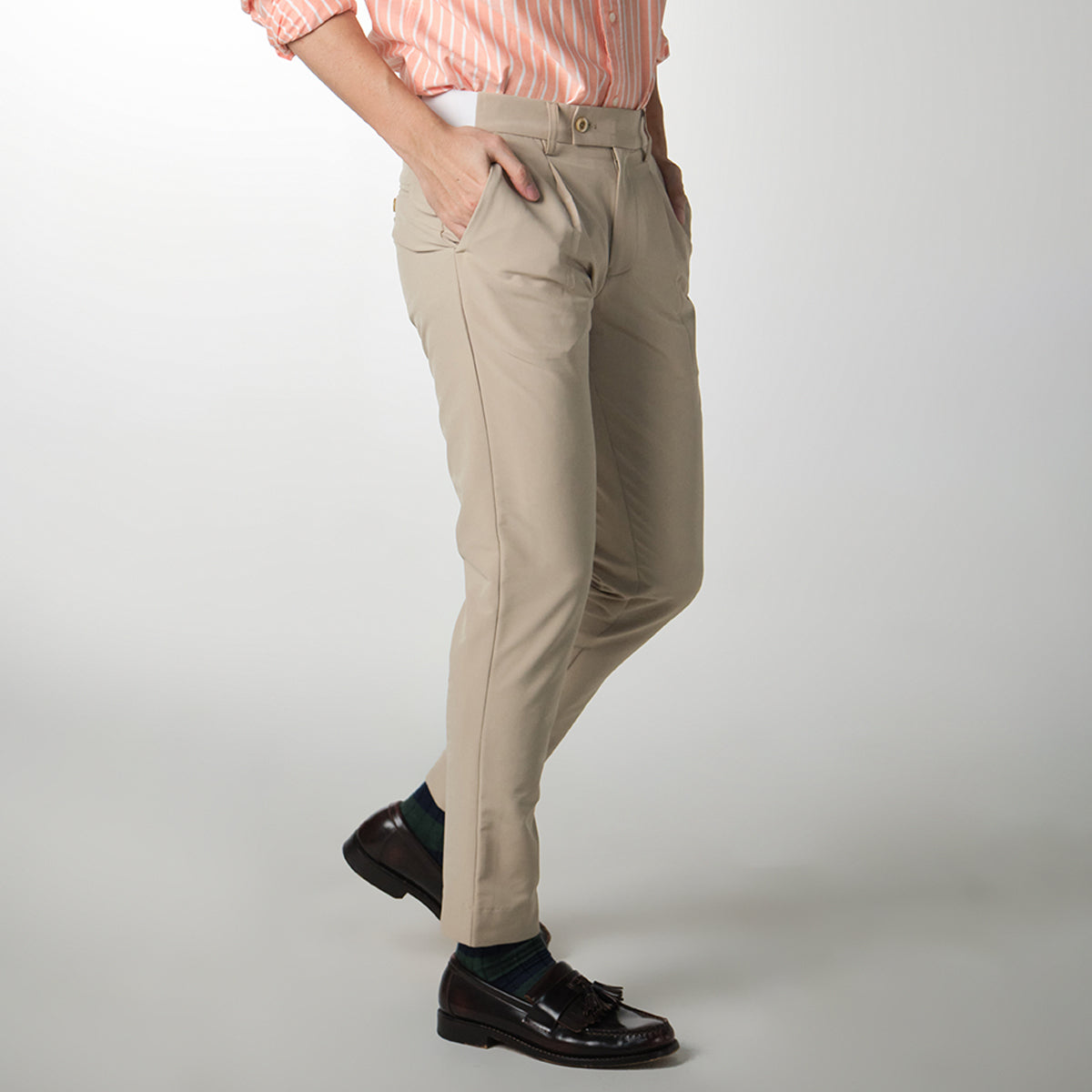 era-won long pants, elastic waist, model GOLF FABRIC PANTS (065V9), color Beige 