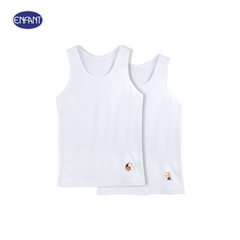 ENFANT (Enfant) Boys' tank tops for children aged 10-16 years, size XL-3XL, cartoon print, pack of 2, mixed patterns, white 
