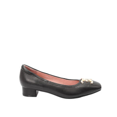 ELLE SHOES Lambskin shoes, square heel, LAMB SKIN COMFY COLLECTION, Block heel model, black, ELB003 