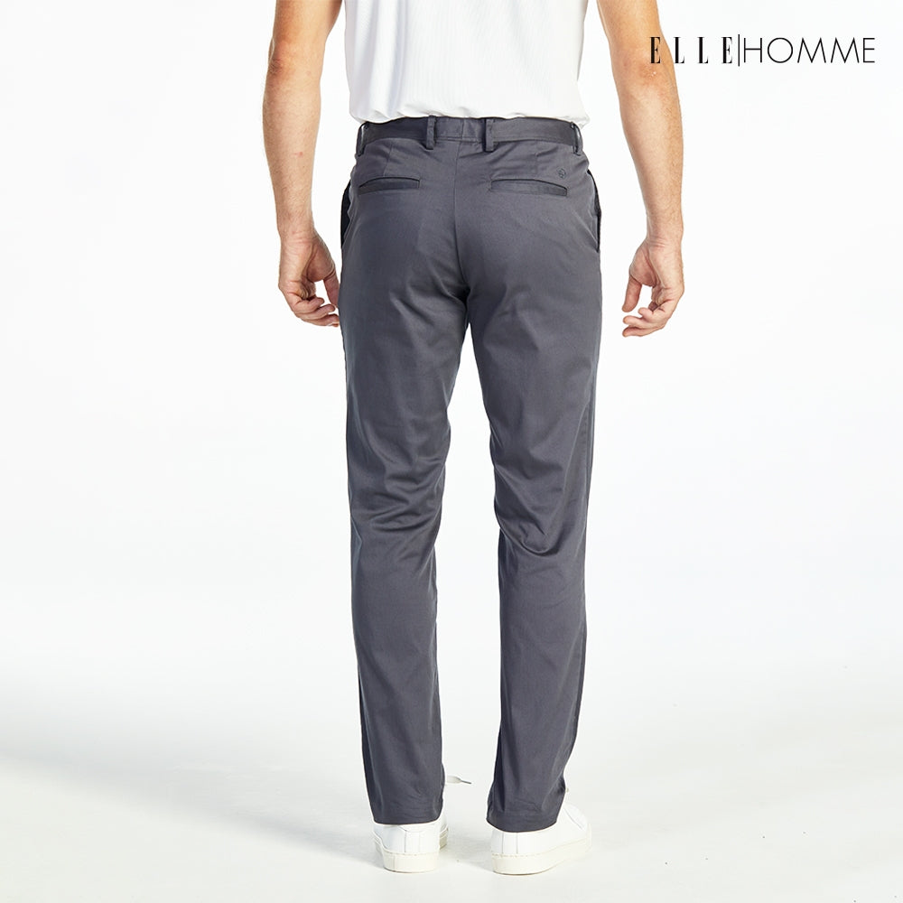 ELLE HOMME Slim-fit chino pants, EH logo embroidery, dark grey, W8L275