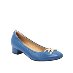 ELLE SHOES Lambskin shoes, square heel shape, LAMB SKIN COMFY COLLECTION, Block heel model, blue, ELB003 