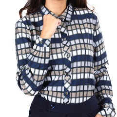 Women's long-sleeved shirt, check pattern, model WACR608W9NVE0 Regular Fit, blue