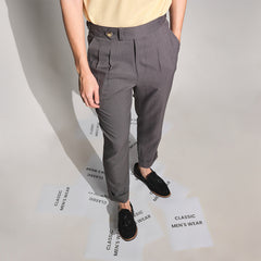era-won Double Belts Trousers V4 Skinny Crop High Waist Shinori grey (gray) woven fabric 