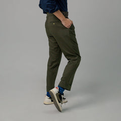 era-won Long pants, Double Belts Trousers V2 model, Skinny Crop style, high waist, Olive color (army green), new fabric 