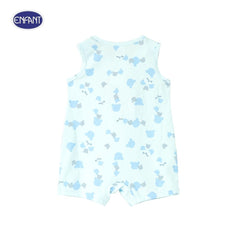 ENFANT (Enfant) Children's sleeveless jumpsuit for children aged 0-12 months, Summer Bear collection, 100% cotton, blue color 