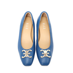 ELLE SHOES Lambskin shoes, square heel shape, LAMB SKIN COMFY COLLECTION, Block heel model, blue, ELB003 