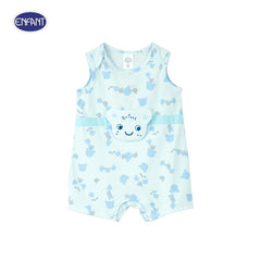 ENFANT (Enfant) Children's sleeveless jumpsuit for children aged 0-12 months, Summer Bear collection, 100% cotton, blue color 