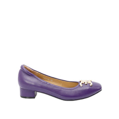ELLE SHOES Lambskin shoes, square heel, LAMB SKIN COMFY COLLECTION, Block heel model, purple, ELB003 
