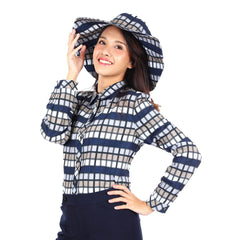 Women's long-sleeved shirt, check pattern, model WACR608W9NVE0 Regular Fit, blue