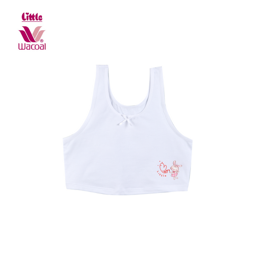 Little Wacoal (Little Wacoal) Girls' half-body tank top for children aged 4-12 years, size S-XL, pack of 2, white 