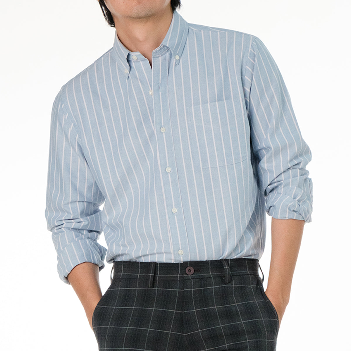era-won เสื้อเชิ้ต รุ่น Oxford shirt Mercerizing สี BLUE BILLIONAIRE