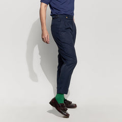 era-won Double Belts Trousers V4 Skinny Crop High Waist Shinori blue (navy) woven fabric