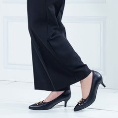 ELLE SHOES LAMB SKIN COMFY COLLECTION high heel shoes, black, ELB002 