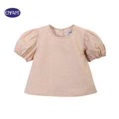 ENFANT (Enfant) Doll sleeve shirt + overall skirt set for children 6 months - 8 years, Mini Luxe Bear collection, light brown color 