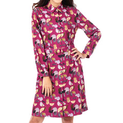 Women's long-sleeved dress, model WDCA606W9PIE0 Regular Fit, pink