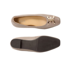 ELLE SHOES Lambskin shoes, square heel, LAMB SKIN COMFY COLLECTION, Block heel model, light brown, ELB003 