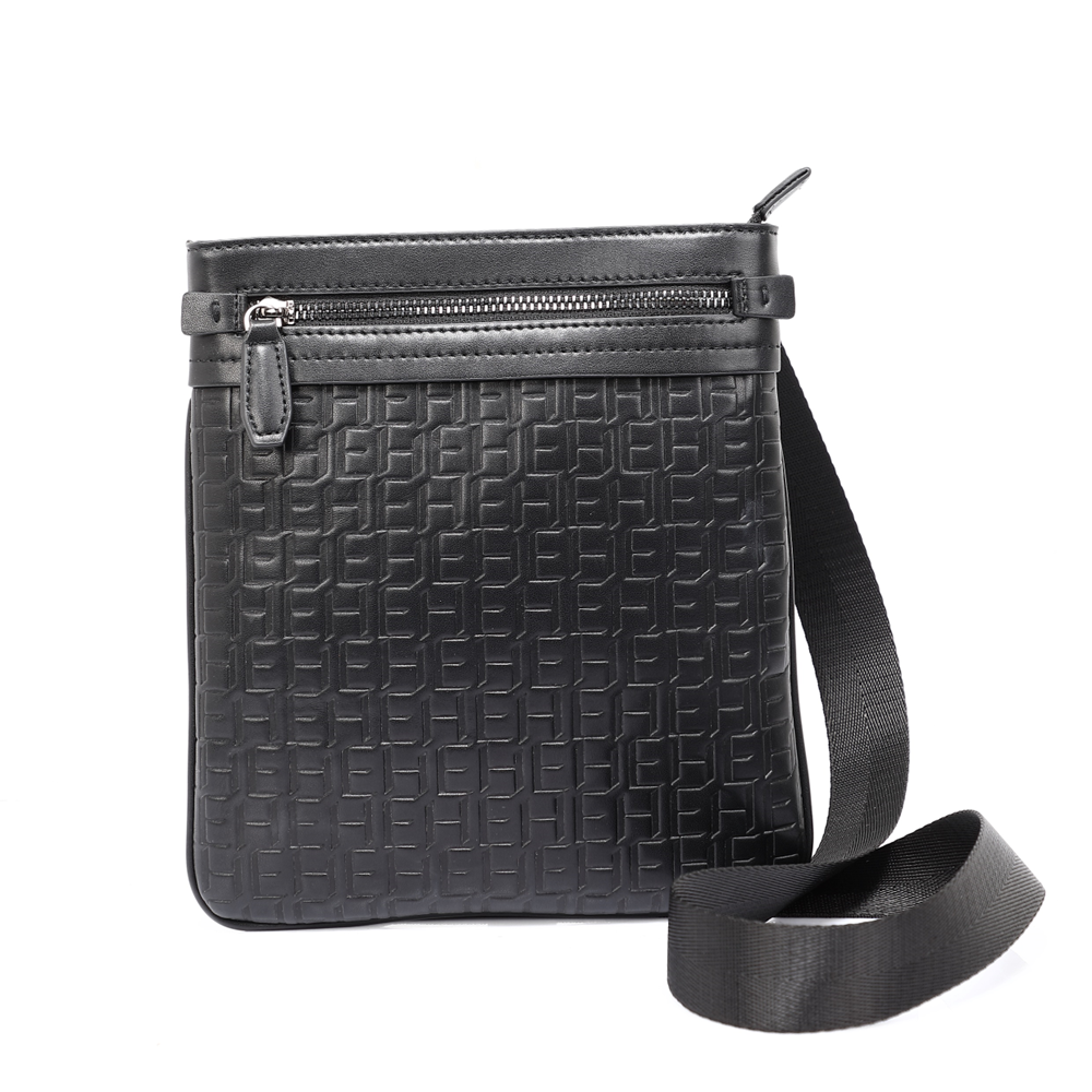 ELLE HOMME Modern style clutch bag with Elle Homme logo print, black, W8H008