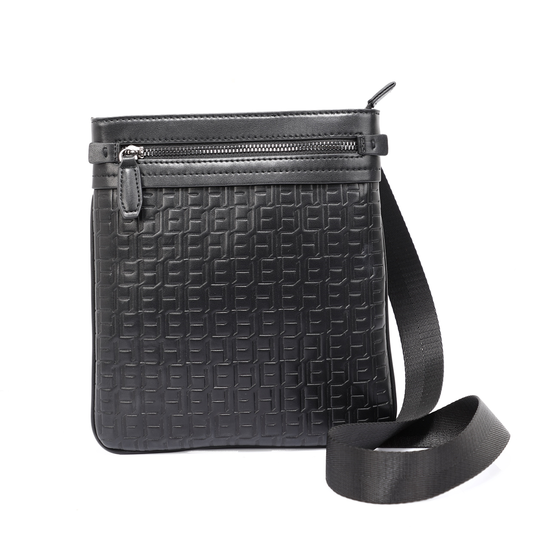 ELLE HOMME Modern style clutch bag with Elle Homme logo print, black, W8H008