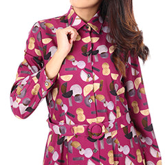Women's long-sleeved dress, model WDCA606W9PIE0 Regular Fit, pink