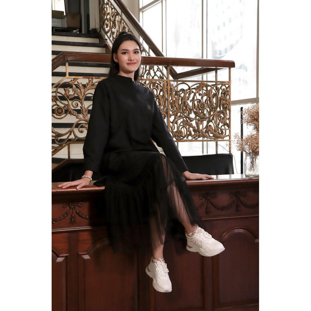 ELLE Boutique Chinese collar shirt dress, long sleeves