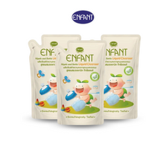 Enfant Nipple and Bottle Liquid Cleanser, organic formula, tea tree oil, refill bag, 600 ml., 1 pack/3 sachets