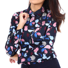 Women's long-sleeved shirt, model WACR611W9NVE0 Regular Fit, blue