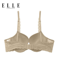 ELLE Lingerie Moulded Bra Push-up bra, smooth cups, lace trim - LB7534