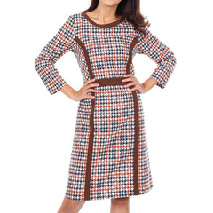 Women's long-sleeved dress, model WDCE604W9BRE0 Regular Fit, brown