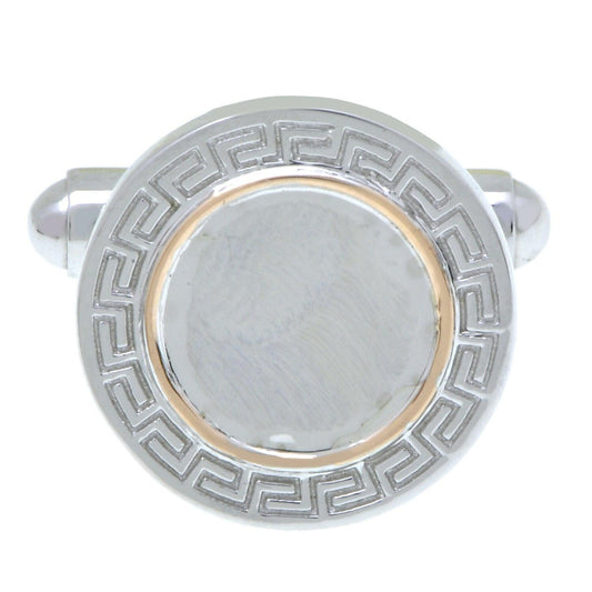 กระดุมข้อมือเงิน925 และ ทองชมพู9K ลายเขาวงกต (Meander Motif) - BigxShow