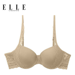ELLE Lingerie Moulded Bra Push-up bra, smooth cups, lace trim - LB7534