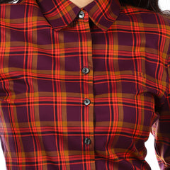 Women's long-sleeved shirt, check pattern, model WACR322W9DVE0 Regular Fit, purple