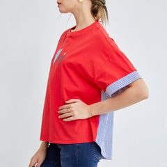 ELLE เสื้อยืด T-SHIRT ผ้า COTTON แขนสั้น ปลายแขนพับเบิ้ล สกรีนลายกราฟฟิค (มีให้เลือก 3สี) รุ่น W3K689