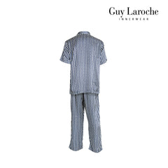 Guy Laroche Satin Pajamas, Short Sleeve, Long Pants, Printed Pattern, 3 Colors Available (JPP7517S4)