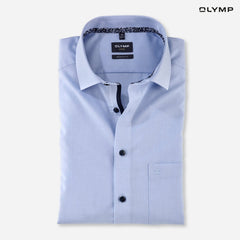 OLYMP LUXOR Shirt, men's short-sleeved shirt, blue, plain fabric, loose fit, comfortable to wear, easy to iron, AUTU24 