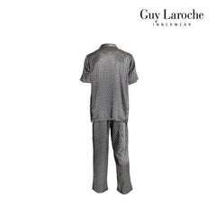 Guy Laroche Satin Pajamas, Short Sleeve, Long Pants, Printed Pattern, 3 Colors Available (JPP7518S4)
