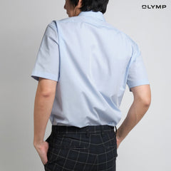 OLYMP LUXOR Shirt, men's short-sleeved shirt, blue, plain fabric, loose fit, comfortable to wear, easy to iron, AUTU24 