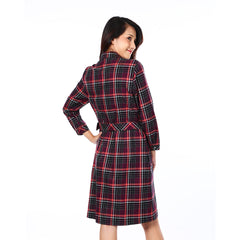 Women's long-sleeved dress, check pattern, model WDCA303W9VIE0 Regular Fit, purple