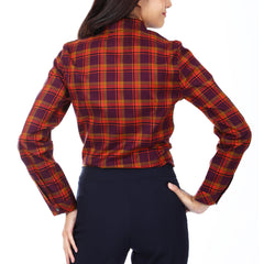 Women's long-sleeved shirt, check pattern, model WACR322W9DVE0 Regular Fit, purple